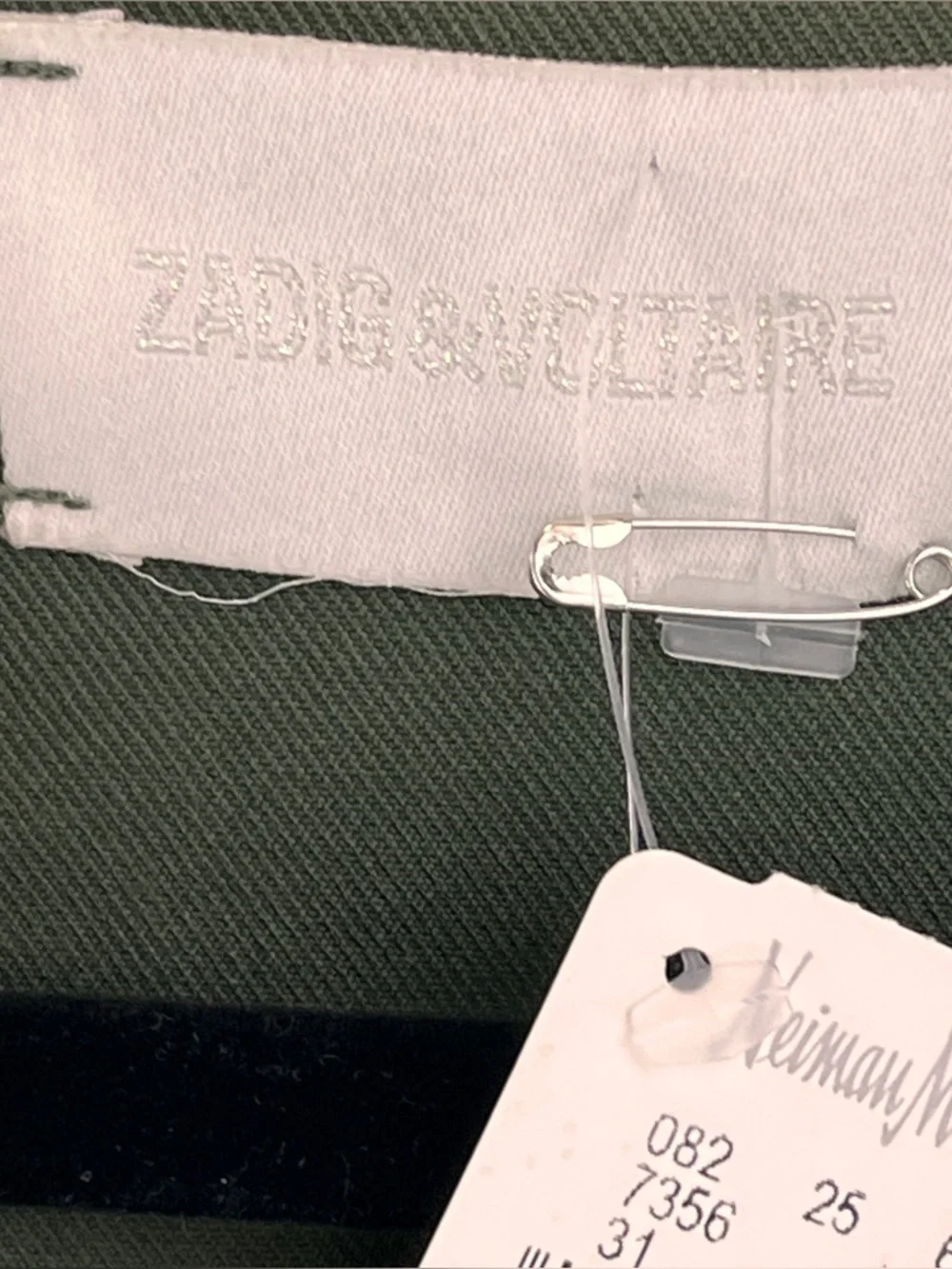Zadig & Voltaire Vedam Bis Military Green Skull Cotton Utility Jacket Flaws Sz L - Picture 11 of 15